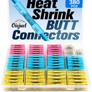 Heat Shrink Butt Connectors Kit - Waterproof Electrical Terminals Splice Crimp - Wire Connectors Set With 380Pcs