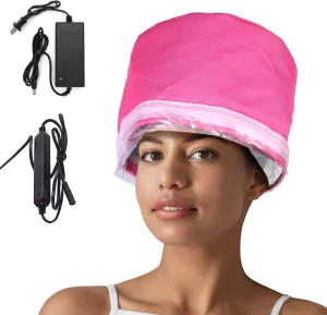 Heated Electric Thermal Steamer Cap with 3 Gears LCD Temperature Display, Heat Cap for Deep Conditioning, Hair Steamer for Deep Conditioning at Home (Pink)