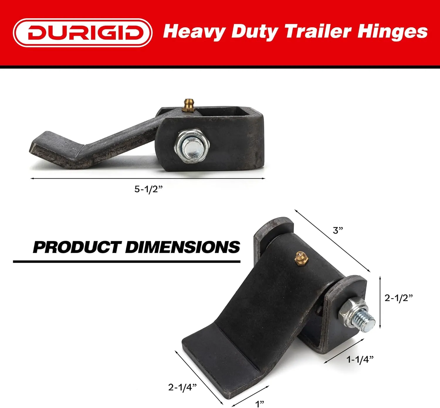 Heavy Duty Dump Trailer Hinges, 8 Pack, Black, Steel, Unfinished, Surface Mount