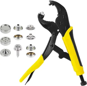 Heavy Duty Snap Button Kit with 40PCS Fasteners, Adjustable Pliers for Boat Covers, Canvas, Tarps & Leather (Black/Yellow)