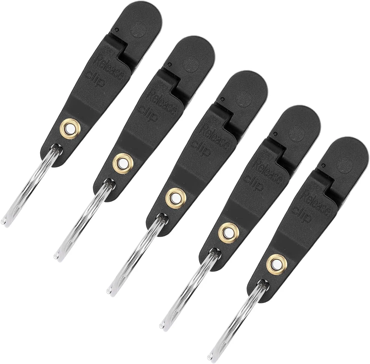 Heavy Tension Snap Release Clip,10Pcs Heavy Tension Snap Release Clip Fishing Trolling Padded Release Clip with Key Ring for Planer Board Kite (Black)