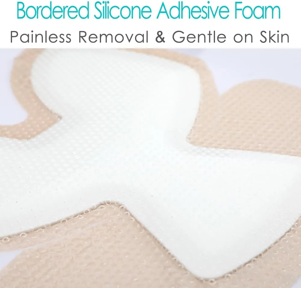 Heel Silicone Foam Dressing Heel Ulcer Protector for Pressure Sores Wound Care Waterproof Bandages with Gentle Silicone Adhesive Border 8"x 8" (Pack of 2)