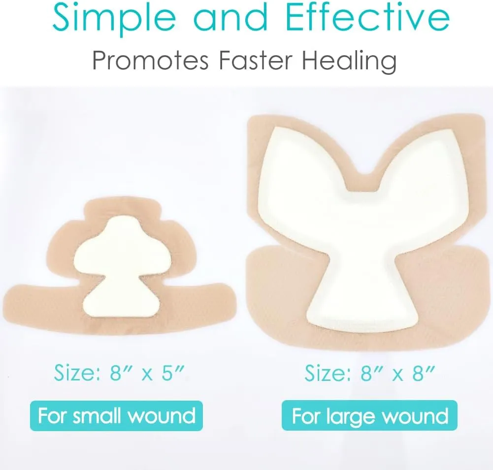 Heel Silicone Foam Dressing Heel Ulcer Protector for Pressure Sores Wound Care Waterproof Bandages with Gentle Silicone Adhesive Border 8"x 8" (Pack of 2)
