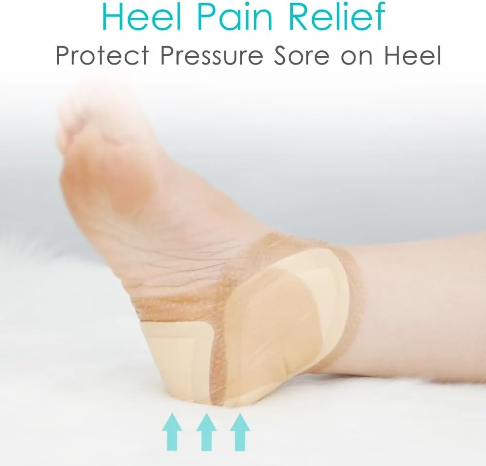 Heel Silicone Foam Dressing Heel Ulcer Protector for Pressure Sores Wound Care Waterproof Bandages with Gentle Silicone Adhesive Border 8"x 8" (Pack of 2)