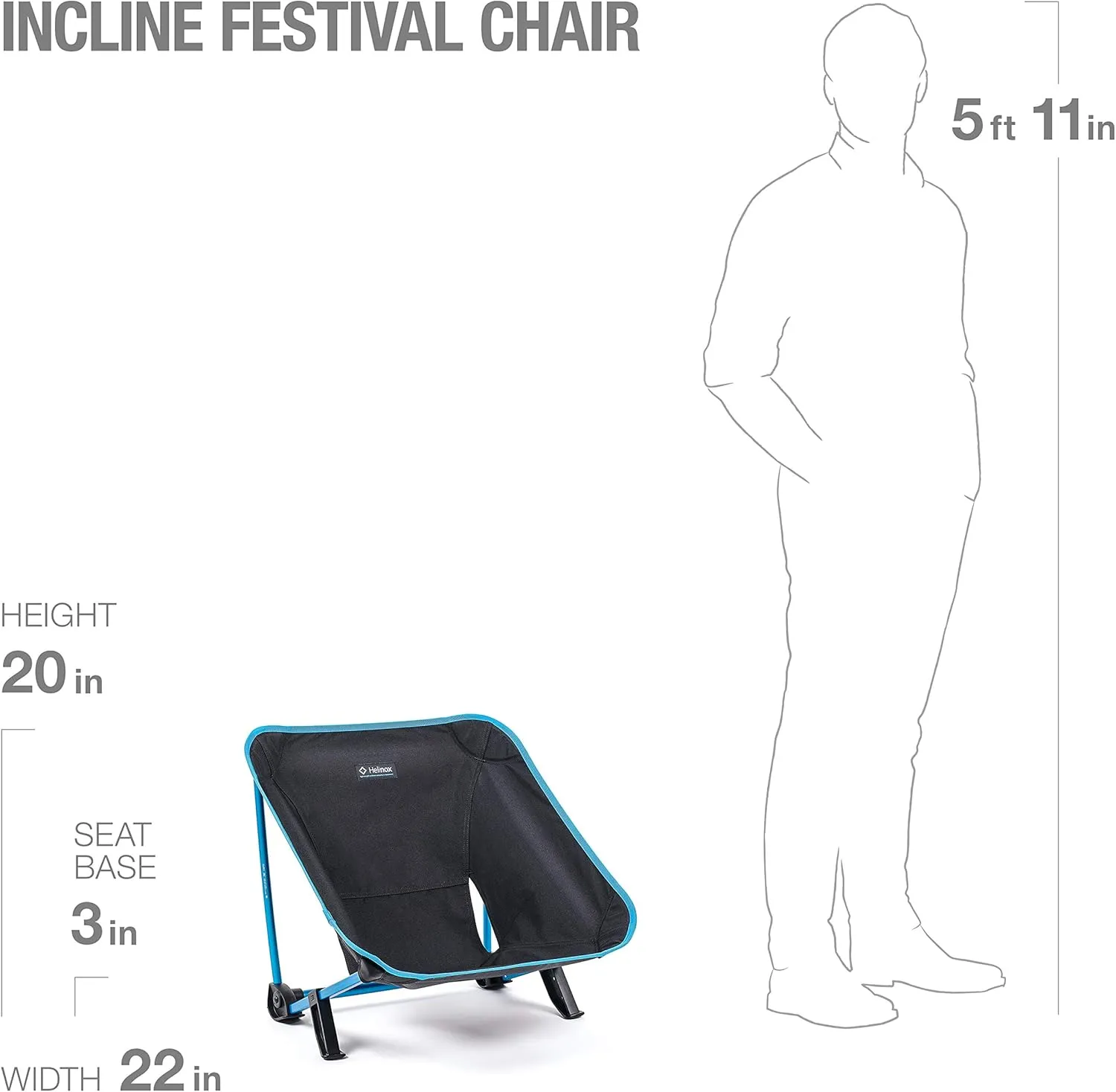 Helinox Incline Festival Chair Adjustable Outdoor Folding Chair for Events, Black