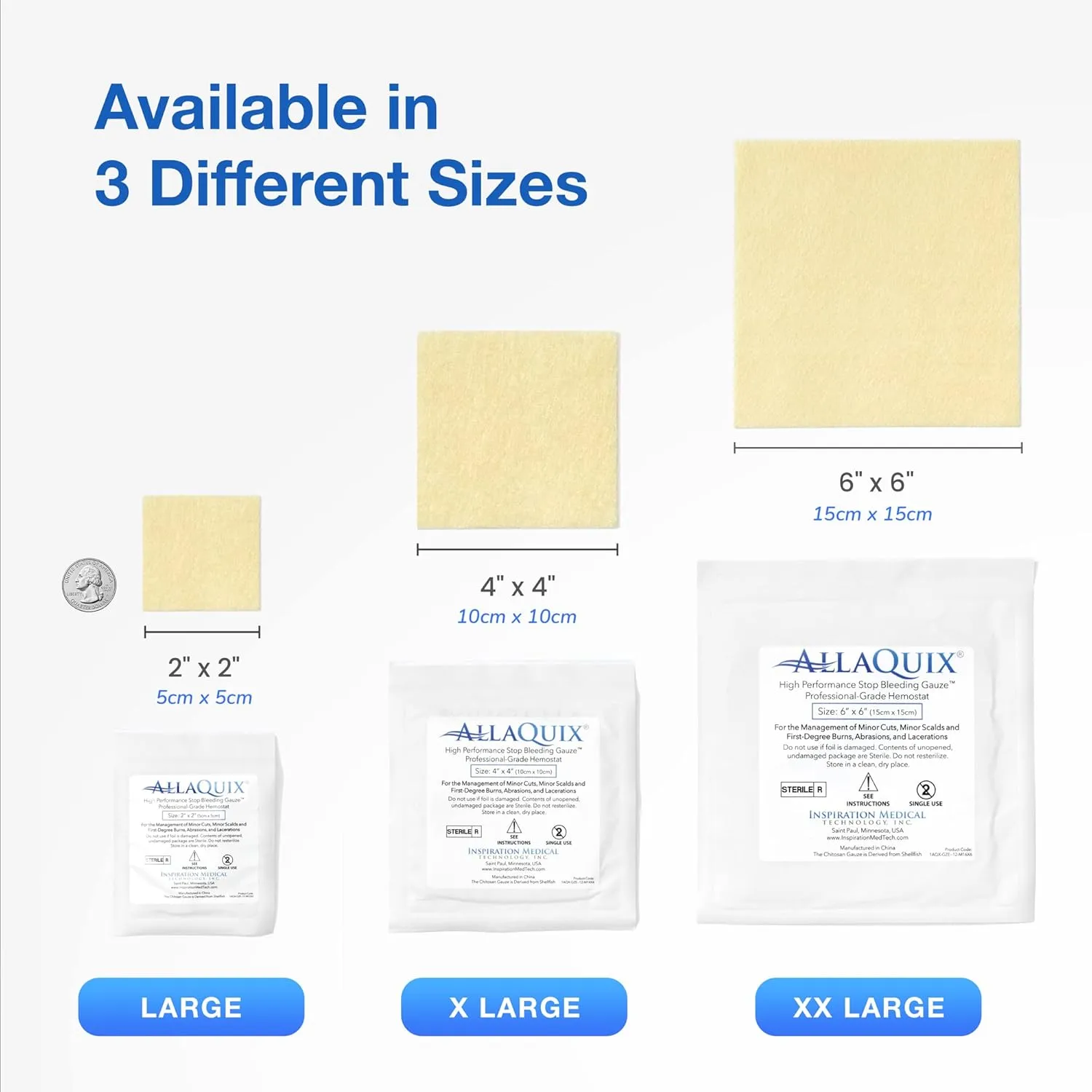 High Performance Stop Bleeding Gauze Pads – 3-Pack (6"x6") | Hemostatic Wound Dressing for Cuts & First Aid Kits | Sterile, Drug-Free, Fast Clotting Pads