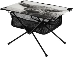 Highland Cow Grey Portable Folding Camping Table, Compact Lightweight Beach Table with Carrying Bag for Outdoor Picnics, BBQs, Camp