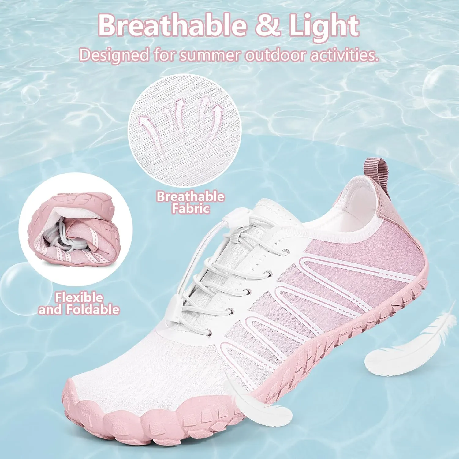 Hike Barefoot Water Shoes for Women Men Footwear, Quick Dry Wide Toe Box Pro Beach Swim Athletic Sports Shoes, Non-Slip Lightweight Aqua Shoe for Pool Hiking Walking Kayaking Diving Surfing