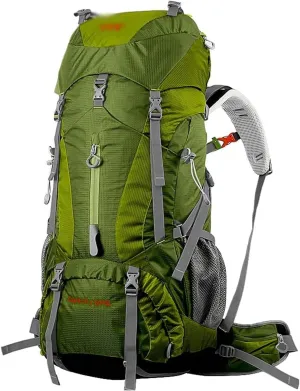 Hiking Backpack 65L, Travel Backpack Trekking Rucksack Mountaineering Backpack for Outdoor Travel Cycling Climbing Mountaineer Men Women High Capacity (Color : Green)