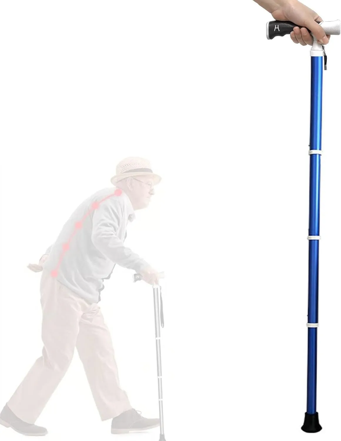 Hiking Pole-Handle 90° Rotation Ultralight Telescopic Backpacking Trekking Poles Adjustable Dual-Purpose Walking Stick for Elderly(42~116cm)