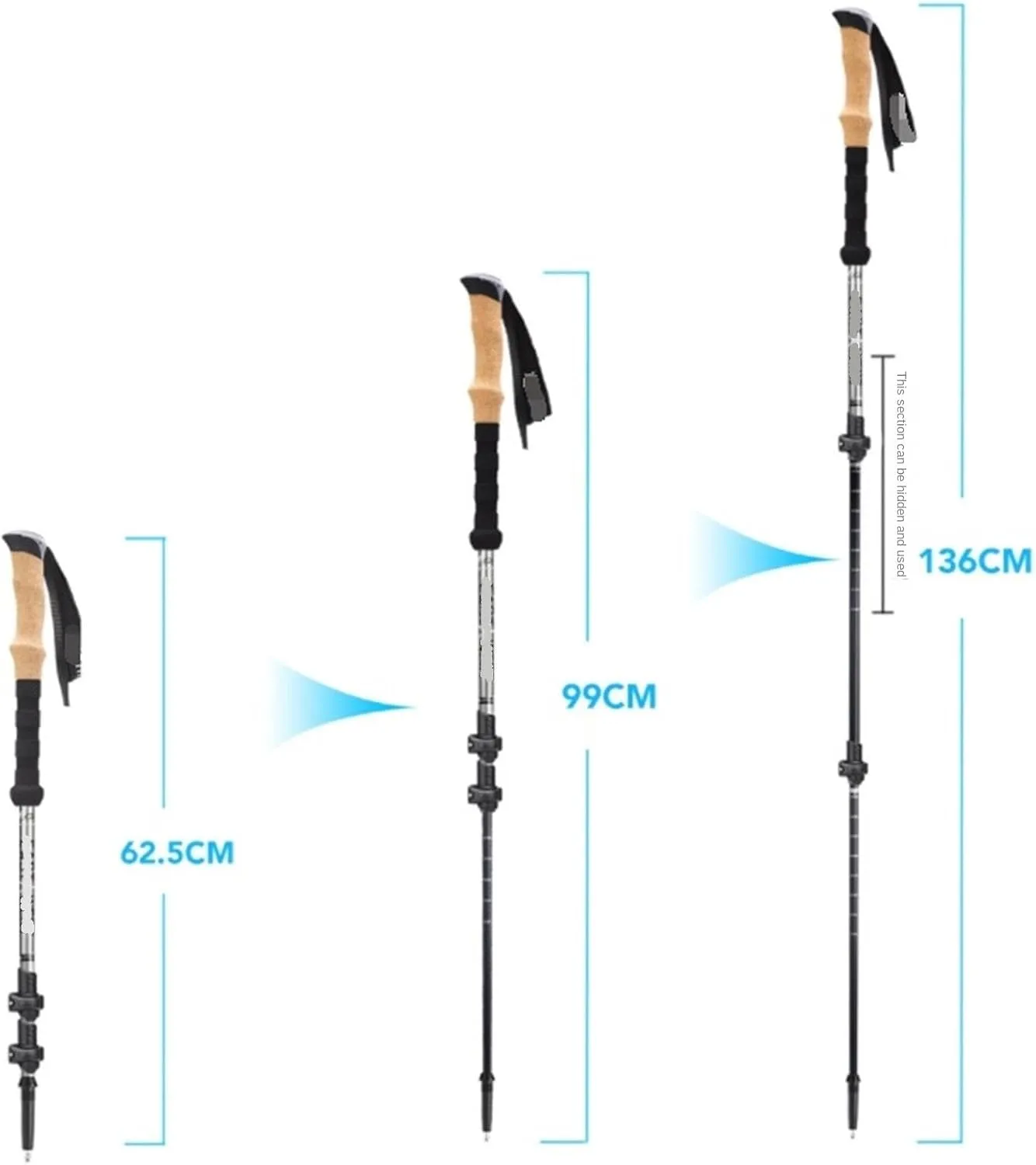 Hiking Trekking Poles Adjustable Hiking Walking Sticks Ultralight Carbon Fiber Trekking Poles for Camping Climbing Hiking Sticks for Trekking