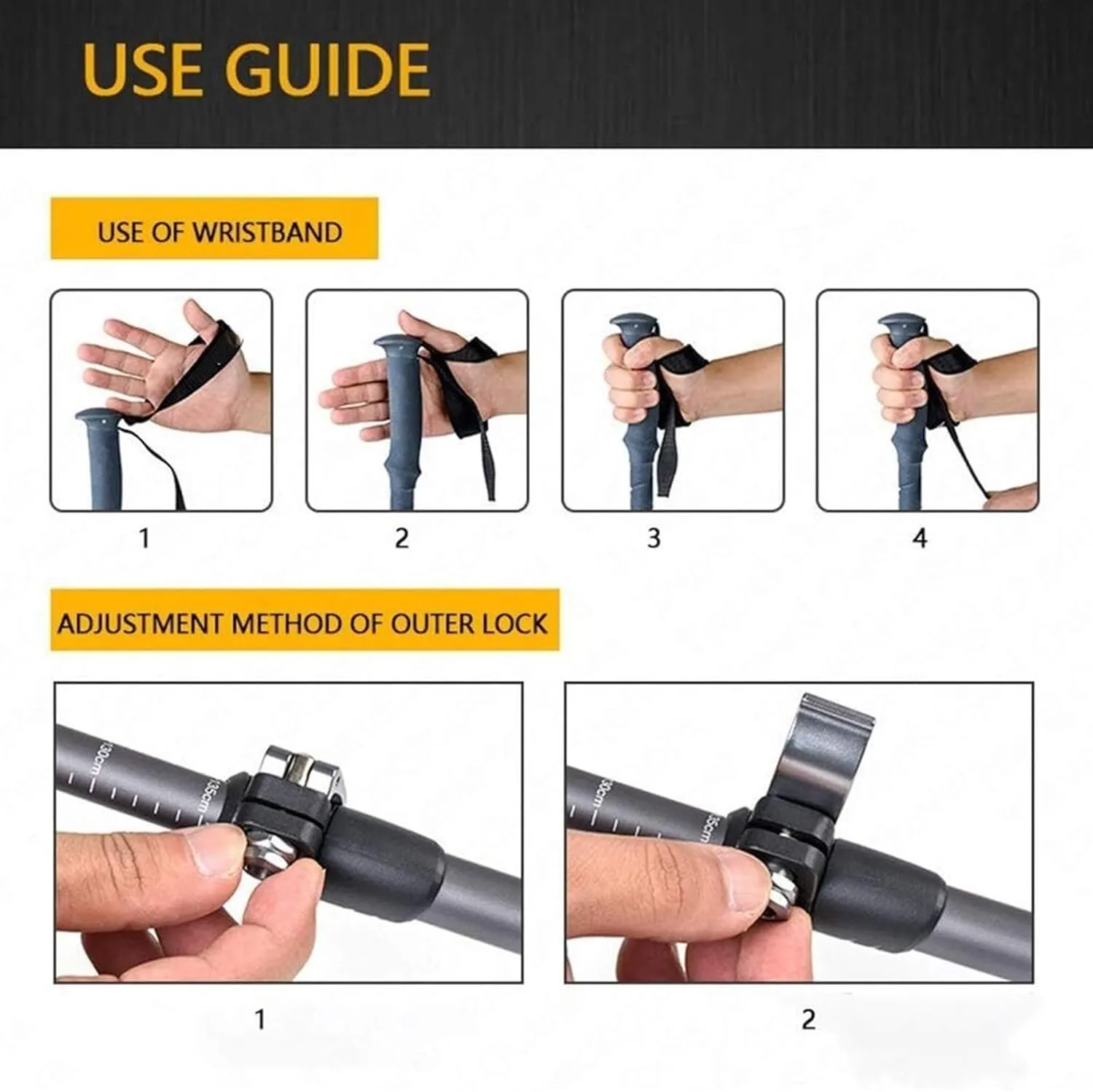 Hiking Trekking Poles Portable Outdoor Trekking Poles Telescopic Walking Stick Ultralight Aluminum for Hiking Hiking Sticks for Trekking(White)