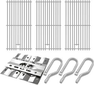 Hiorucet Grill Replacement Parts for Costco Kirkland 720-0108, 720-0011, Nexgrill 720-0108, 720-0011, Stainless Steel Grill Grates, Heat Plates, Burners for Kirkland Grill Replacement Parts 720-0108