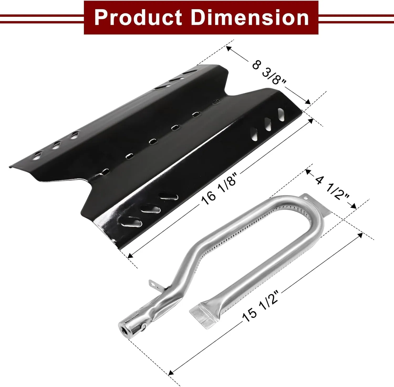 Hiorucet Grill Replacement Parts for Members Mark BQ05046-6, BBQ Pro BQ05041-28, BQ51009, Sam's Club BQ05046-6, BQ05046-6A, BQ06042-1, Outdoor Gourmet BQ05046-6A BQ06043-1 Gas Grill, Burner Heat Plate