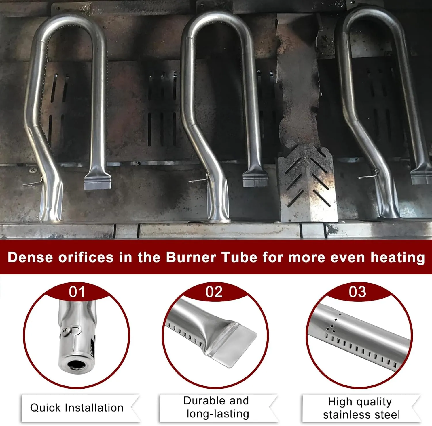 Hiorucet Grill Replacement Parts for Members Mark BQ05046-6, BBQ Pro BQ05041-28, BQ51009, Sam's Club BQ05046-6, BQ05046-6A, BQ06042-1, Outdoor Gourmet BQ05046-6A BQ06043-1 Gas Grill, Burner Heat Plate