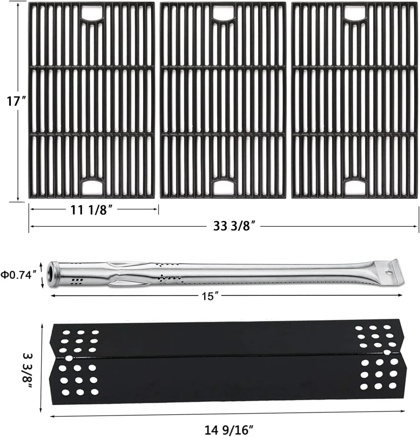 Hisencn Grill Parts Kit for Home Depot Nexgrill 6 Burner 720-0896E, 720-0896B, 720-0896C Gas Grill, Stainless Steel Grill Burners, Heat Plates Tent Shields Flame Tamers, Cooking Grates Grid