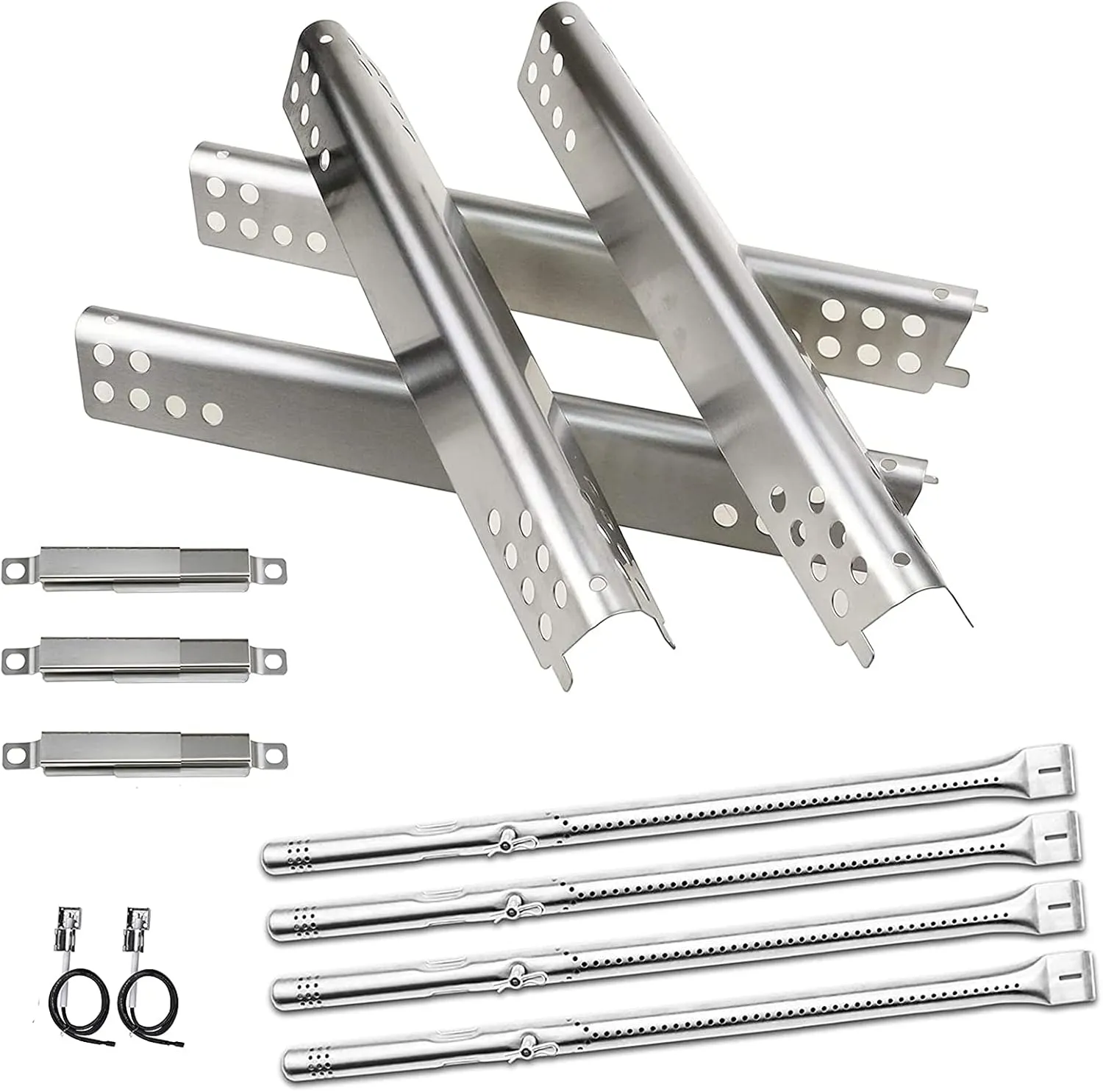 Hisencn Grill Replacement Parts for Charbroil Advantage Series 4 Burner 463344116, 466344116 Gas Grill, 14 3/8" Grill Burners Tube,15 1/2" Heat Plate Tent Shield,Adjustable Carryover Tube,G361-0003-W1