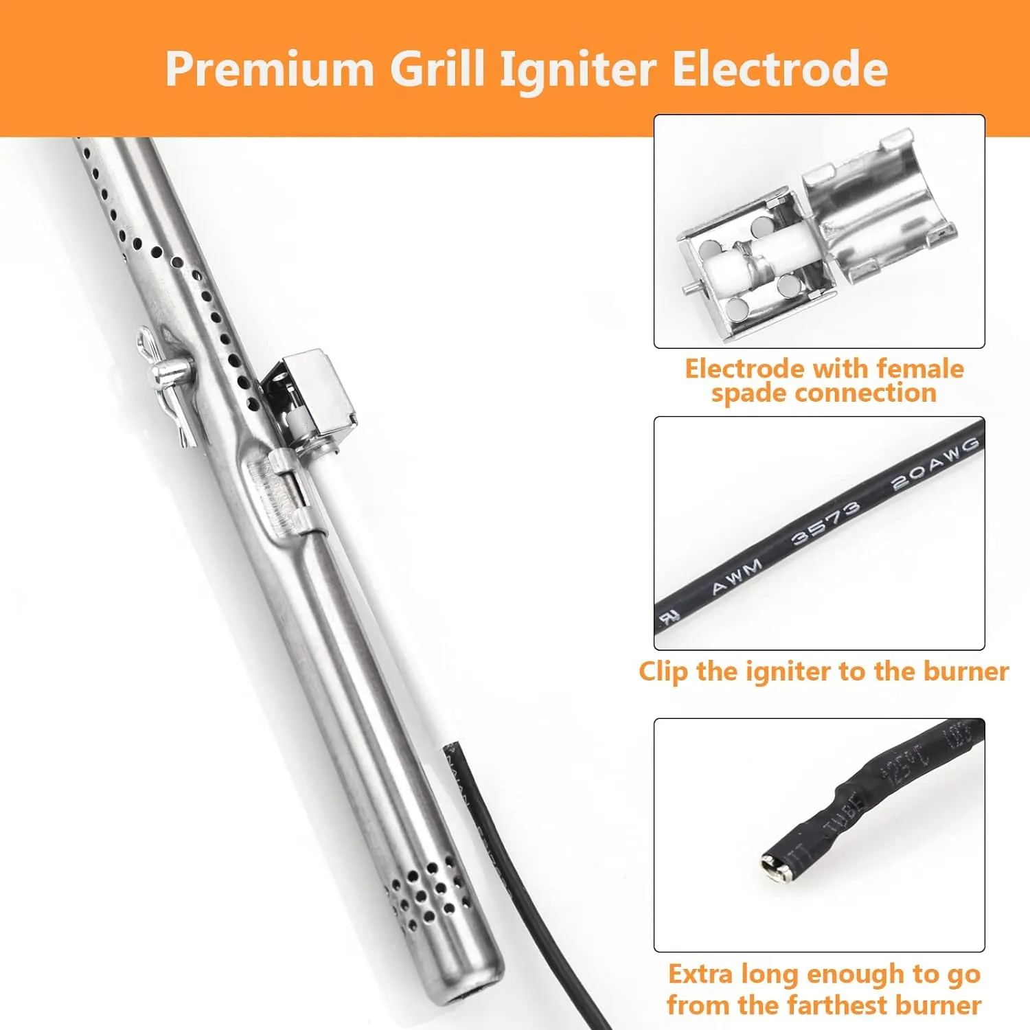 Hisencn Grill Replacement Parts for Charbroil Advantage Series 4 Burner 463344116, 466344116 Gas Grill, 14 3/8" Grill Burners Tube,15 1/2" Heat Plate Tent Shield,Adjustable Carryover Tube,G361-0003-W1