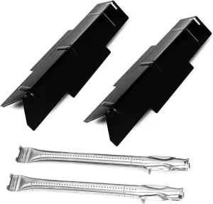 Hisencn Grill Replacement Parts for Dyna Glo DGF350CSP DGC350CNP-D DGH353CRP Grill, Porcelain Steel Heats Tents Plates and Stainless Steel Straight Burner Pipe Tubes Grill Parts Repair Kit, 2 Pack