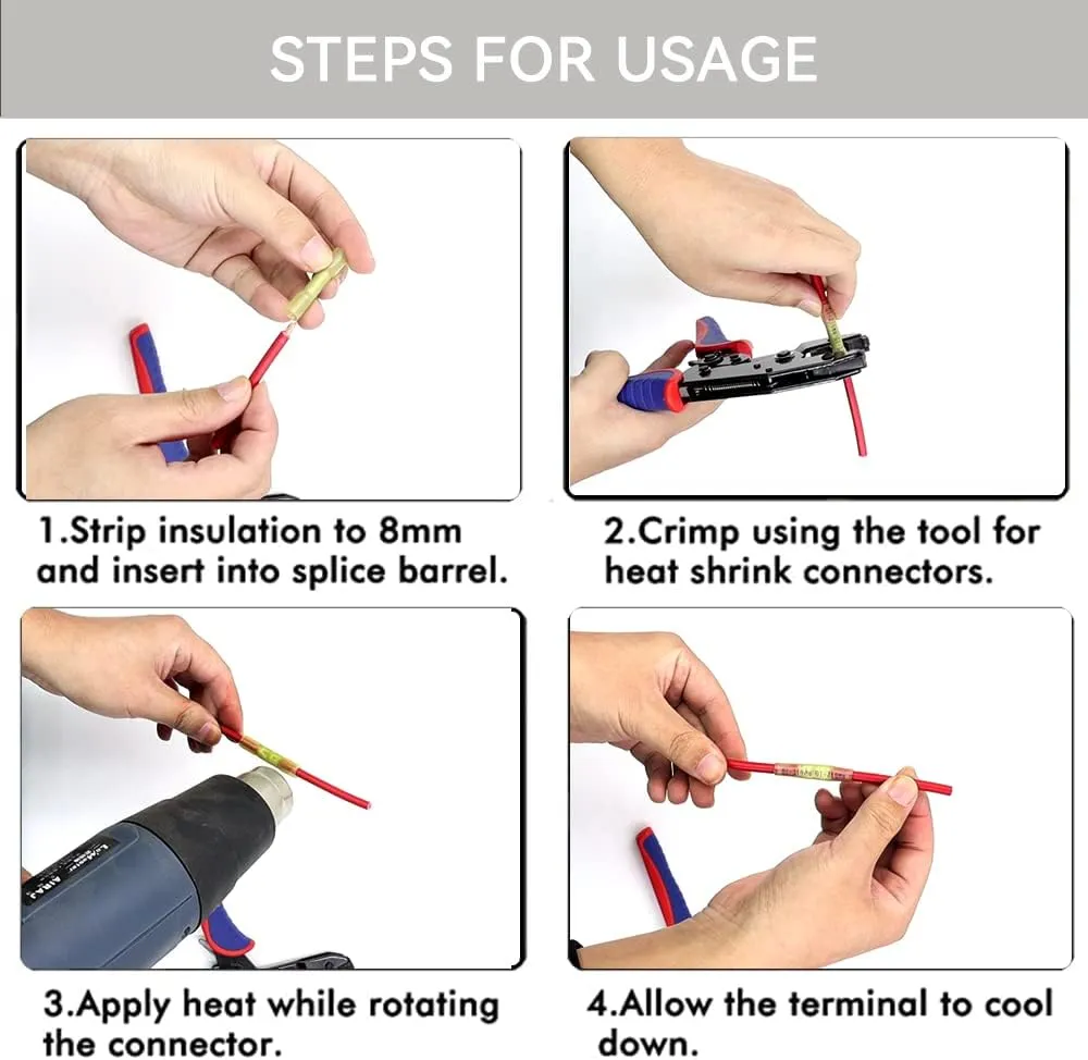 HKS 330 PCS Heat Shrink Butt Connector - Electrical Wire Connectors 26-10 AWG Kit - Tinned Red Copper- Automotive Marine Stereo Boat Crimp - Waterproof and Insulated