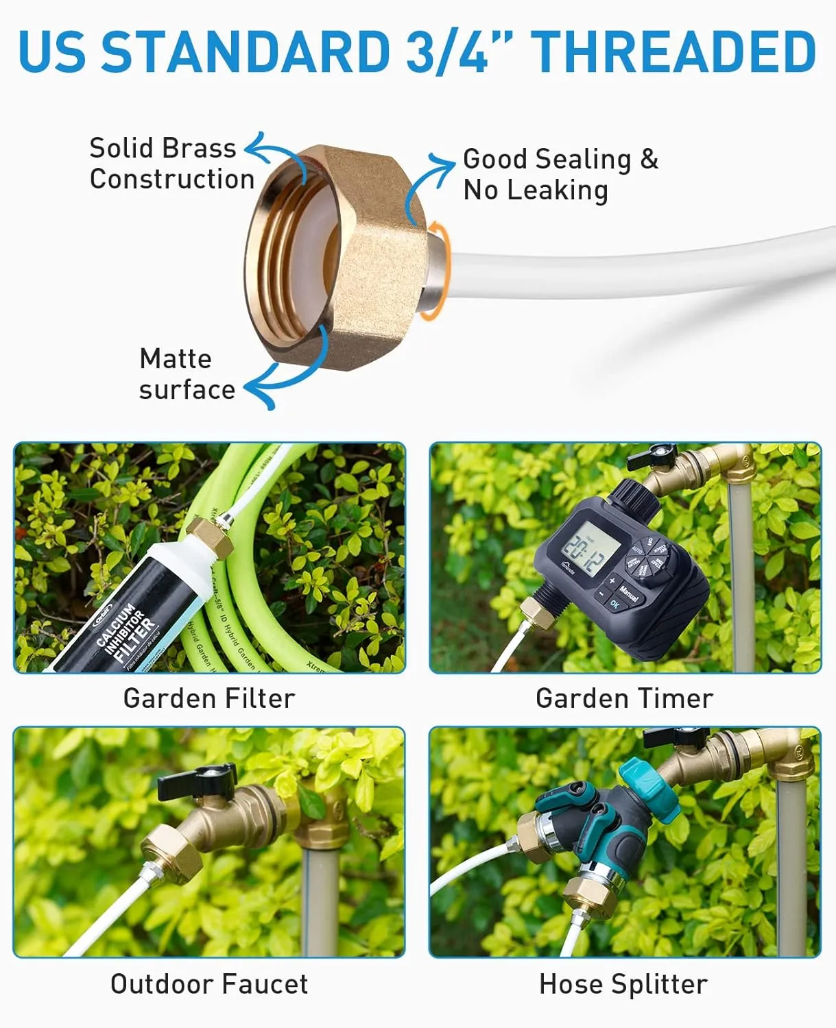 HOMENOTE Misting Cooling System, 26.3FT (8M) Misting Line   7 Brass Mist Nozzles   Brass Adapter(3/4") Misters for Outside Patio Cooling Garden Greenhouse Watering