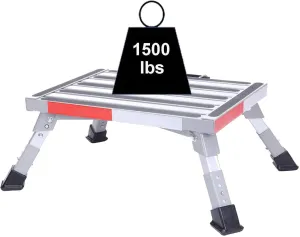 Homeon Wheels 19" x 14.5" Large RV Step Stool, Adjustable Height Aluminum Folding Platform Step and Ladder with Non-Slip Rubber Feet, More Stable Supports Up to 1,500lbs Safety RV Steps