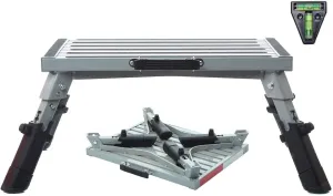Homeon Wheels Large RV Step Stool, Adjustable Height Aluminum Folding Platform Step and Ladder with Non-Slip Rubber Feet, More Stable Supports Up to 1,500lbs 19" x 14.5"