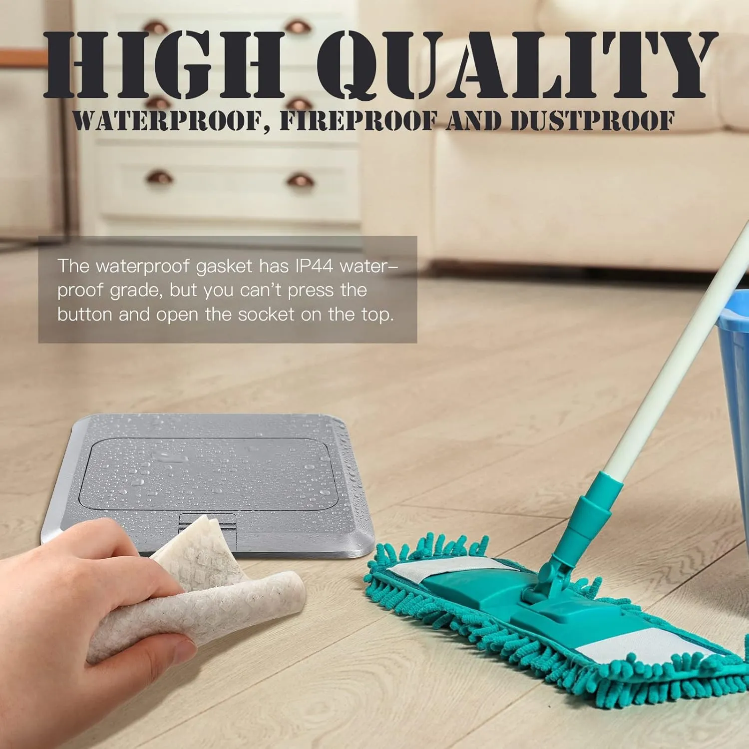 Hoolerry 2 Pack Pop up Floor Electrical Outlet Cover Box Kit with 4.8A USB Charger 20Amp Waterproof Weatherproof Floor Tamper Resistant Outlet Receptacle for Countertop Home (Silver)