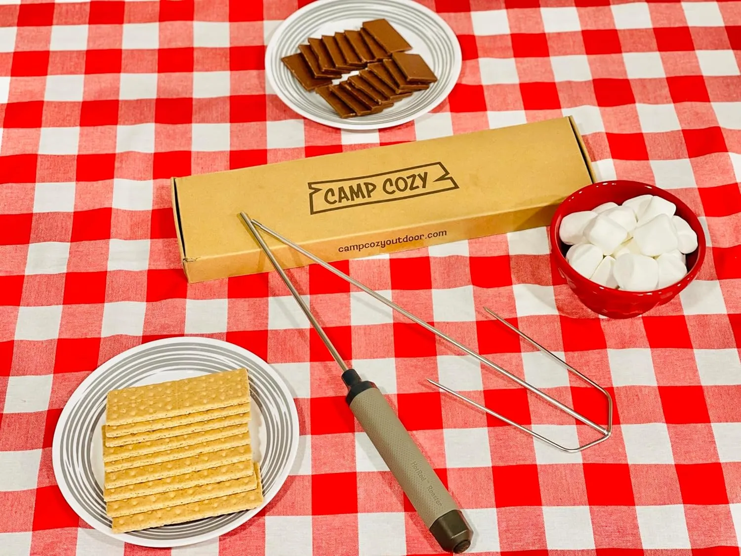 HotRod Automatic Rotating Hot Dog and Marshmallow Roasting Stick – Battery-Powered Stainless Steel Skewer for Campfires, BBQs, and S'mores – Portable and Durable Roaster Gray