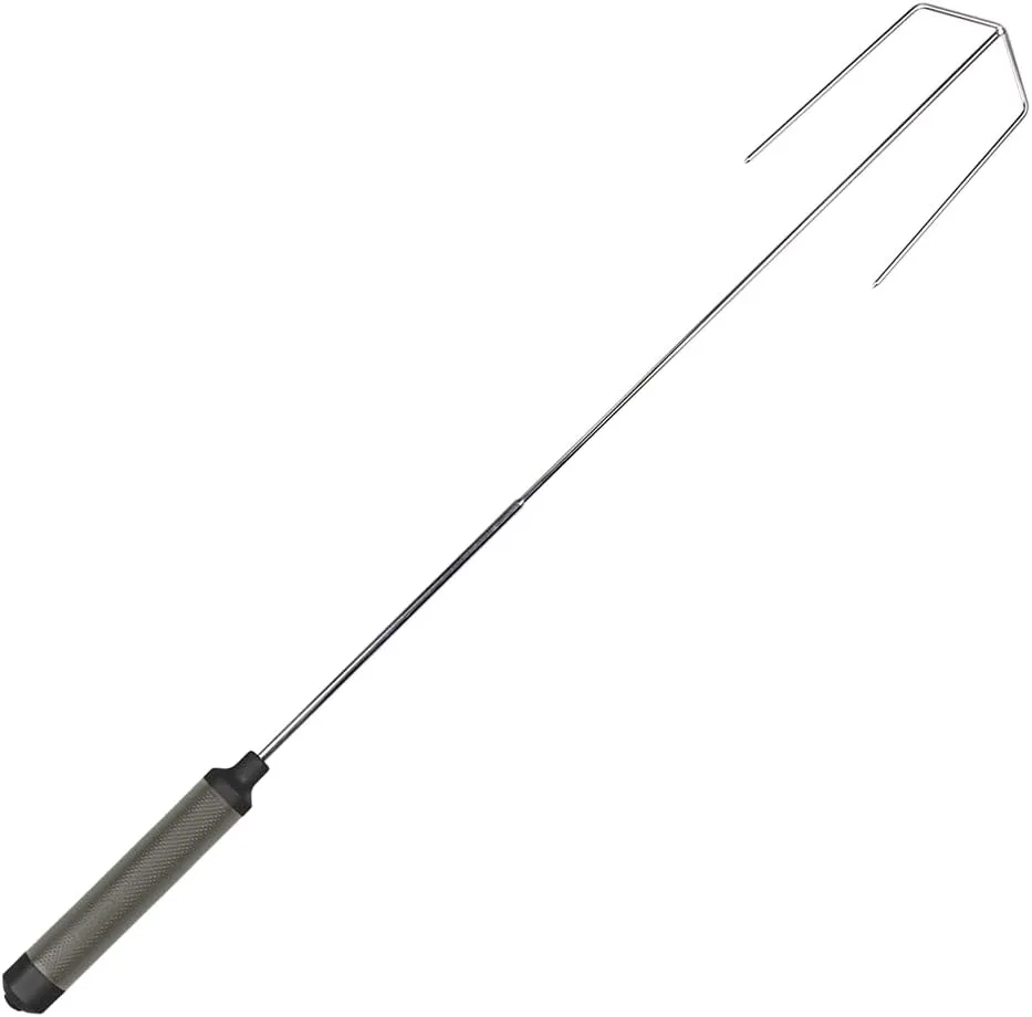 HotRod Automatic Rotating Hot Dog and Marshmallow Roasting Stick – Battery-Powered Stainless Steel Skewer for Campfires, BBQs, and S'mores – Portable and Durable Roaster Gray