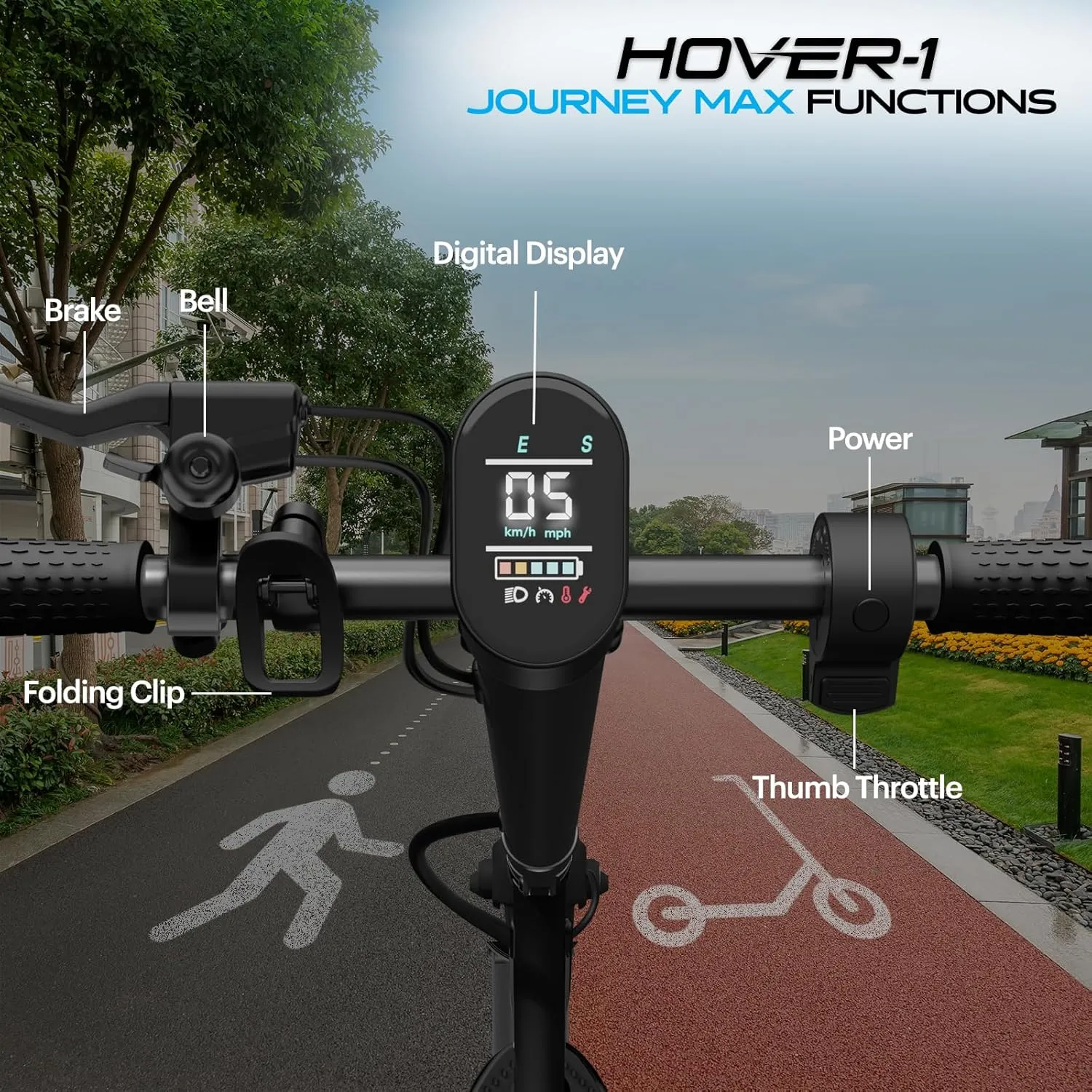 Hover-1 Journey Max Adult Electric Scooter with 700W Brushless Dual Motor Hill Climber, 19 mph Max Speed, and 26 Mile Range Commuter Scooter for Adults and Teens
