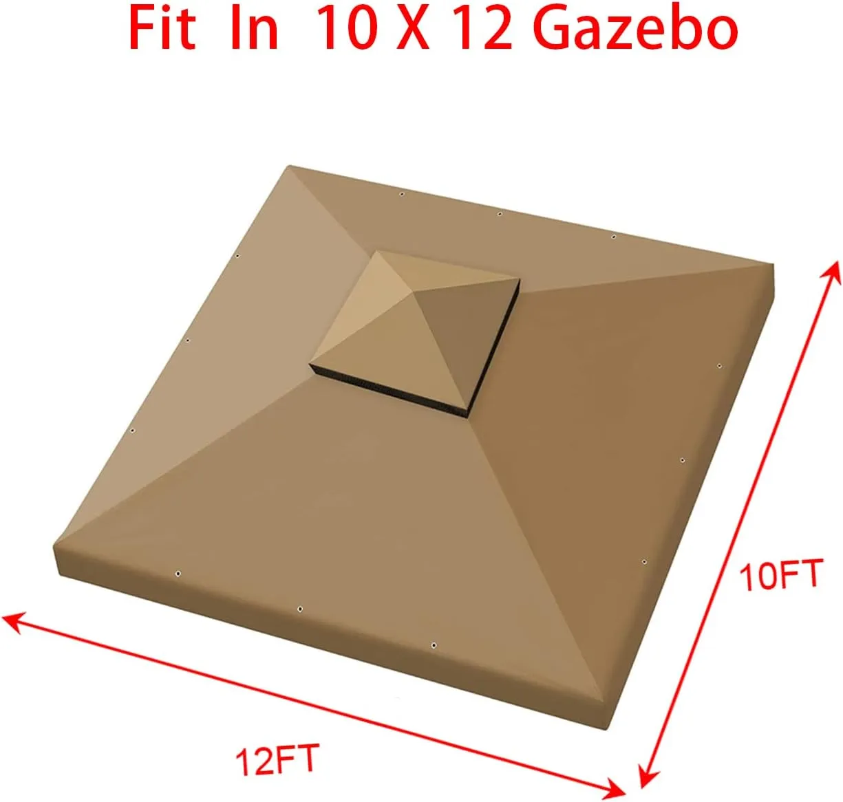 Hugline Outdoor Replacement Canopy Top Double Tier Gazebo Roof Cover for Lowe's Allen Roth 10x12 Gazebo #GF-12S004B-1 (Khaki)