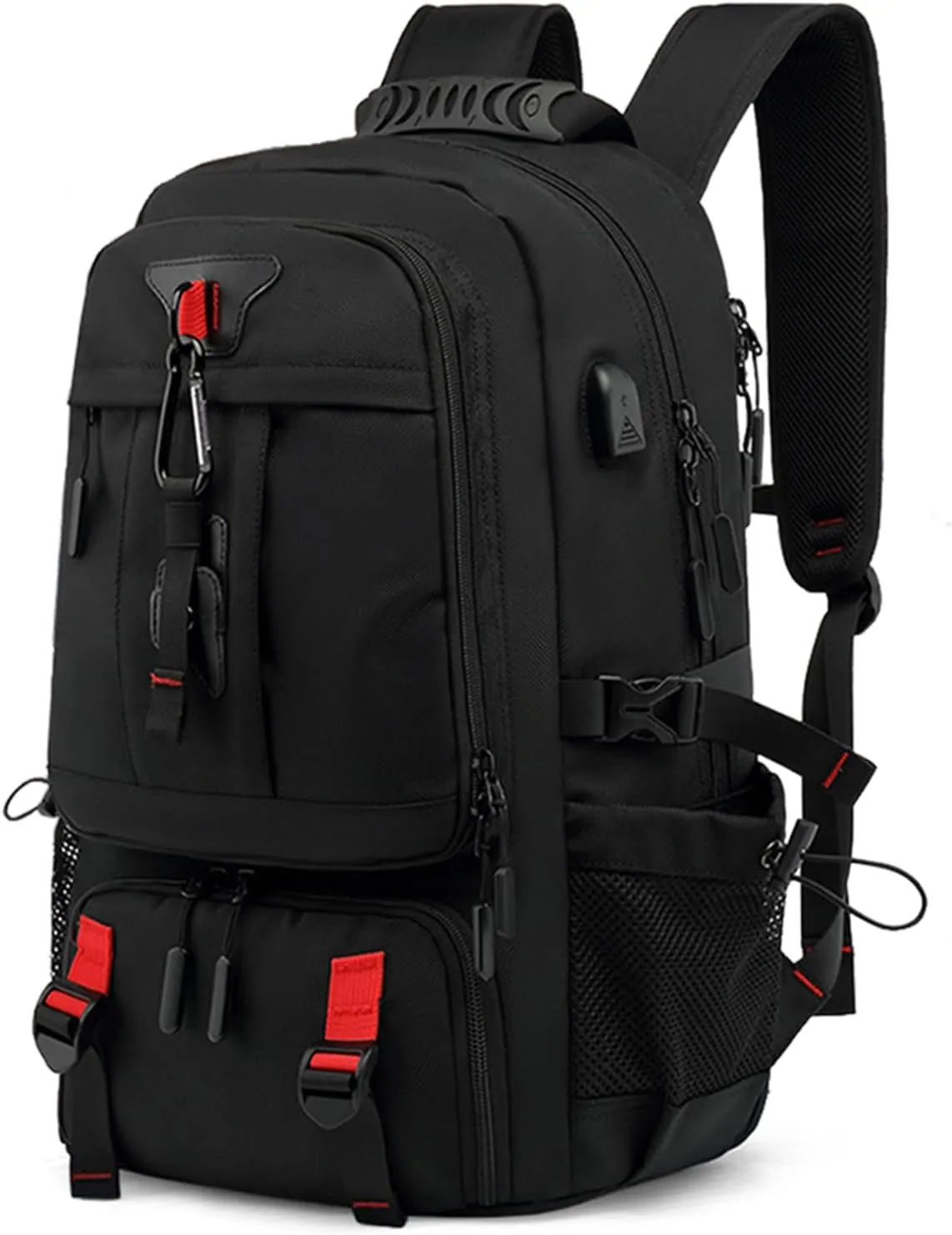 HXBER Outdoor Backpack with USB Interface Shoe Compartment Large ty Travel Bag Hiking Camping Trekking Gear for Mountaineering and Travel