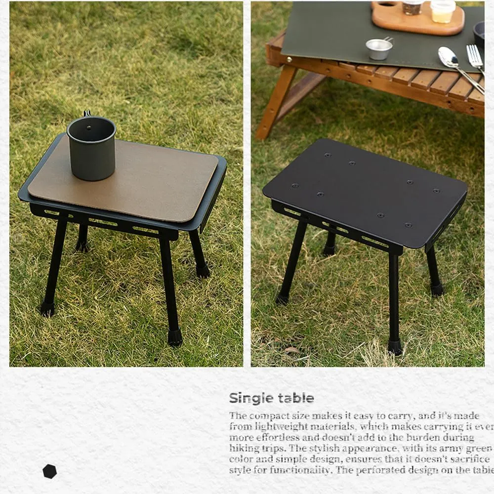 HXBER Outdoor Camping Portable Foldable Table Compact Detachable Teapoy Aluminum Alloy Fishing Stool Garden Picnic Rest Stool, Black