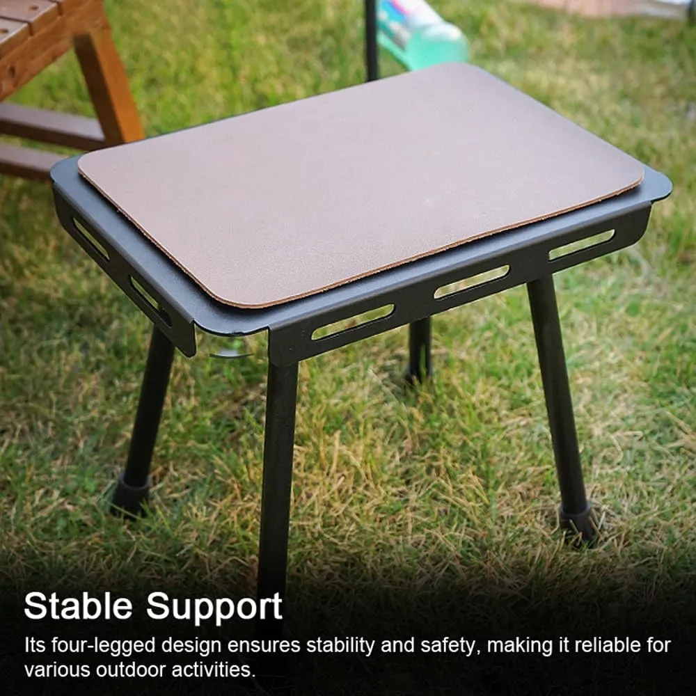 HXBER Outdoor Camping Portable Foldable Table Compact Detachable Teapoy Aluminum Alloy Fishing Stool Garden Picnic Rest Stool, Black