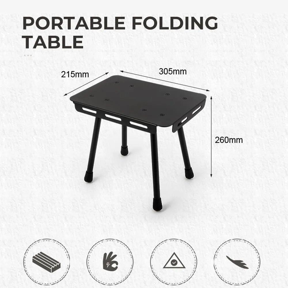 HXBER Outdoor Camping Portable Foldable Table Compact Detachable Teapoy Aluminum Alloy Fishing Stool Garden Picnic Rest Stool, Black