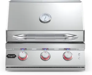 Hygrill Premium XTR 3-Burner Built In Grill, Stainless Steel Grill Head for Outdoor Kitchen and BBQ Grill Island, Heavy Duty Natural Gas Grill