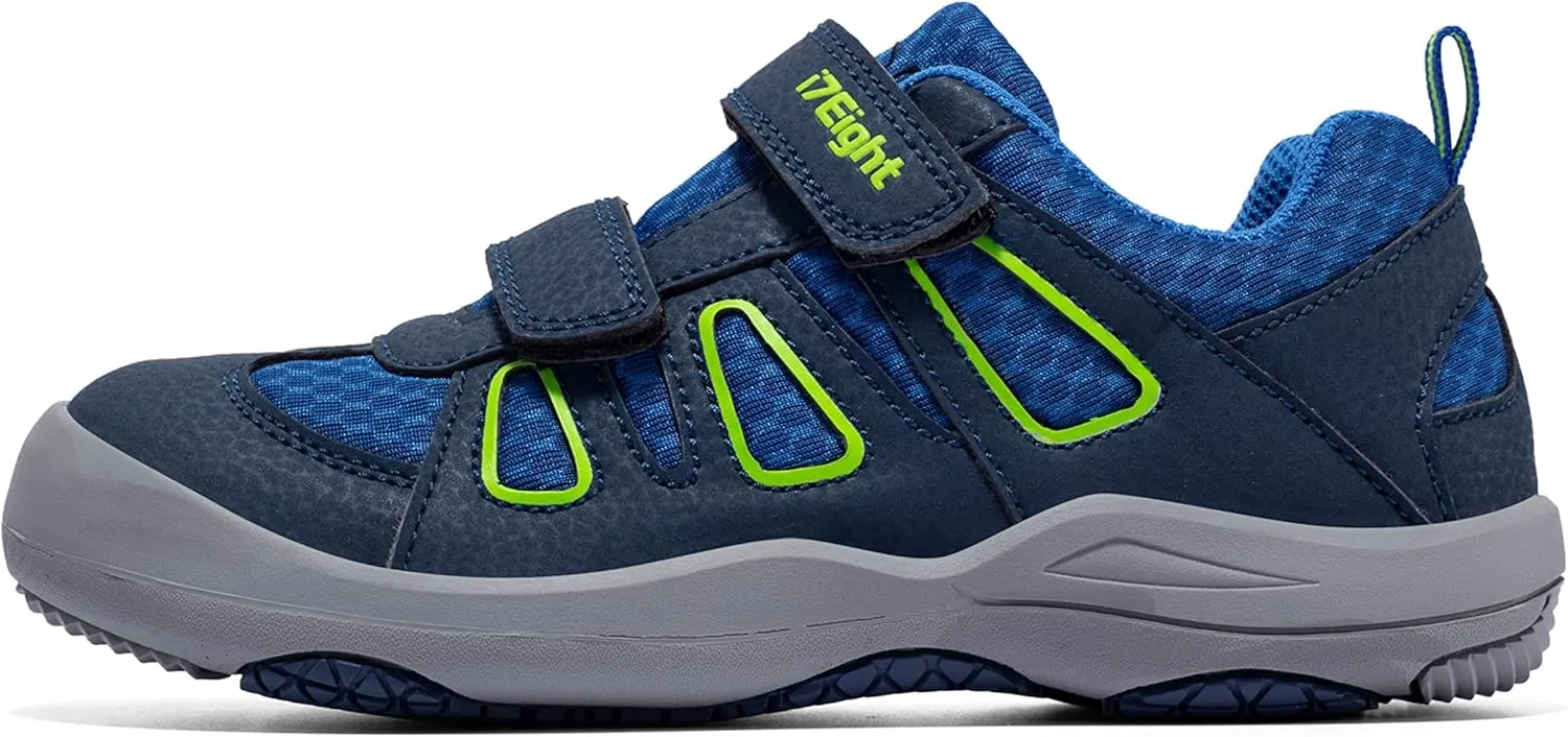i78 Low Top Kids Boys Sports Hiking Shoes Breathable Synthetic Leather Sneakers Non-Slip Lightweight for Outdoor Running Trekking Trail Walking