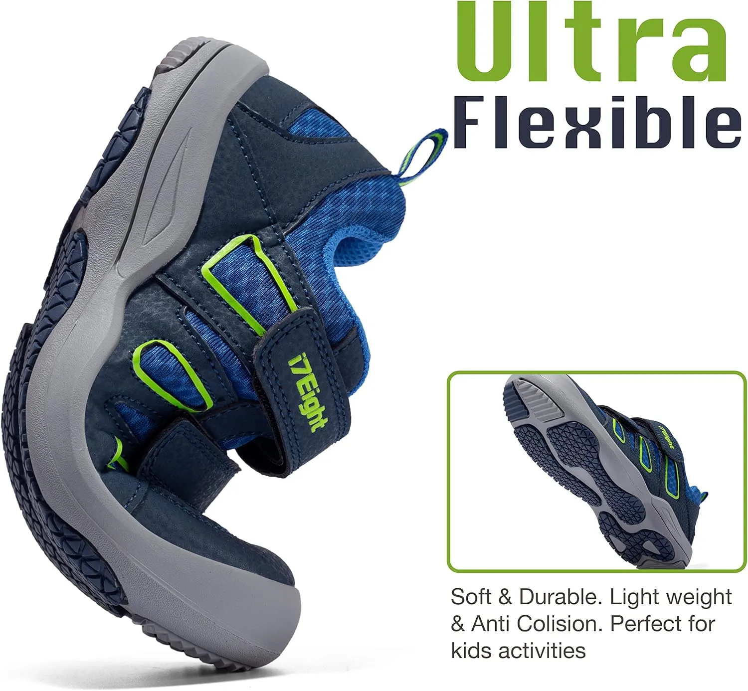 i78 Low Top Kids Boys Sports Hiking Shoes Breathable Synthetic Leather Sneakers Non-Slip Lightweight for Outdoor Running Trekking Trail Walking