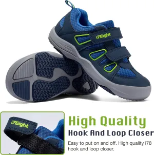 i78 Low Top Kids Boys Sports Hiking Shoes Breathable Synthetic Leather Sneakers Non-Slip Lightweight for Outdoor Running Trekking Trail Walking