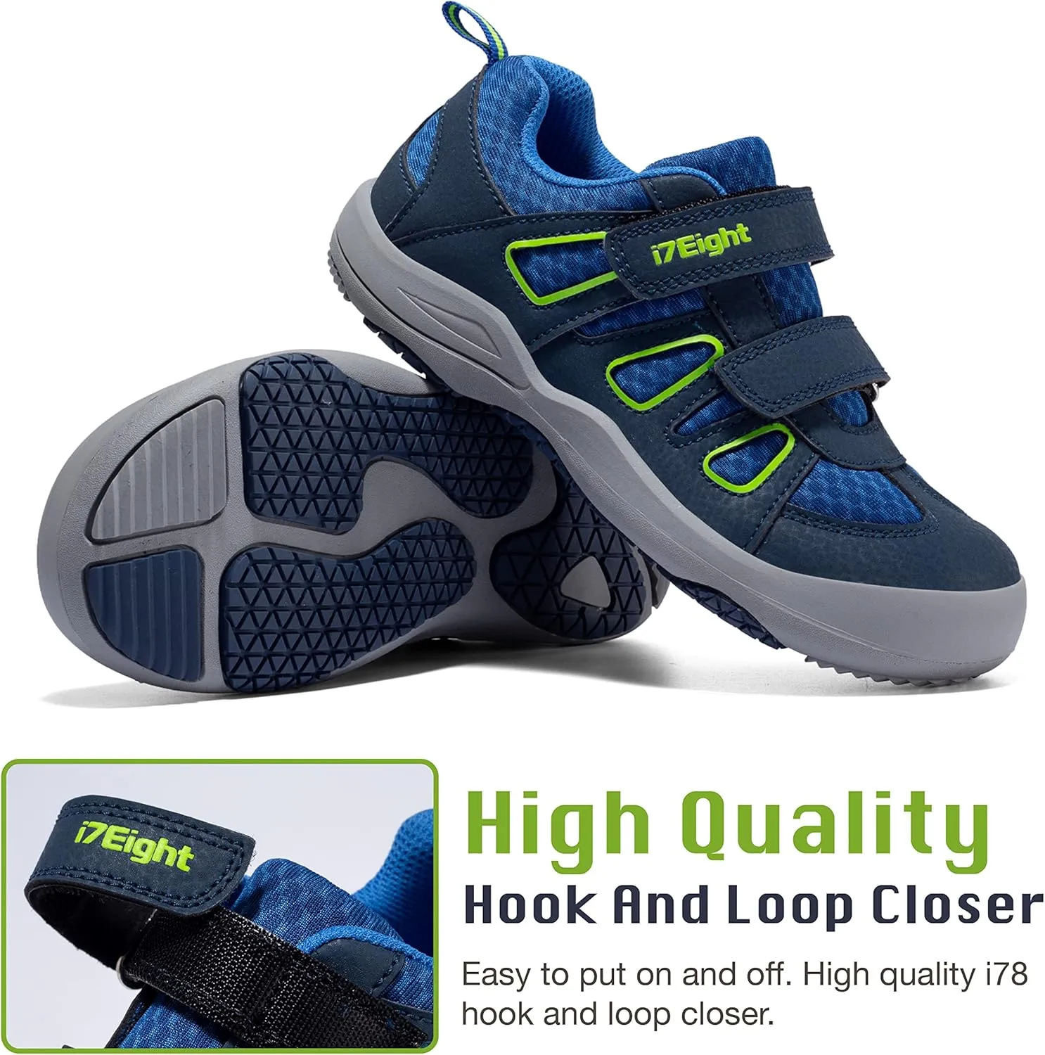 i78 Low Top Kids Boys Sports Hiking Shoes Breathable Synthetic Leather Sneakers Non-Slip Lightweight for Outdoor Running Trekking Trail Walking