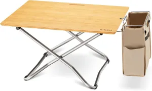 ICECO Bamboo Camping Table with Storage Bag Aluminum Leg Folding Table Portable Small Coffee Table Stable-Struct Design Camp Tables for RV, Travel, Picnic, Beach, Outdoor and Indoor