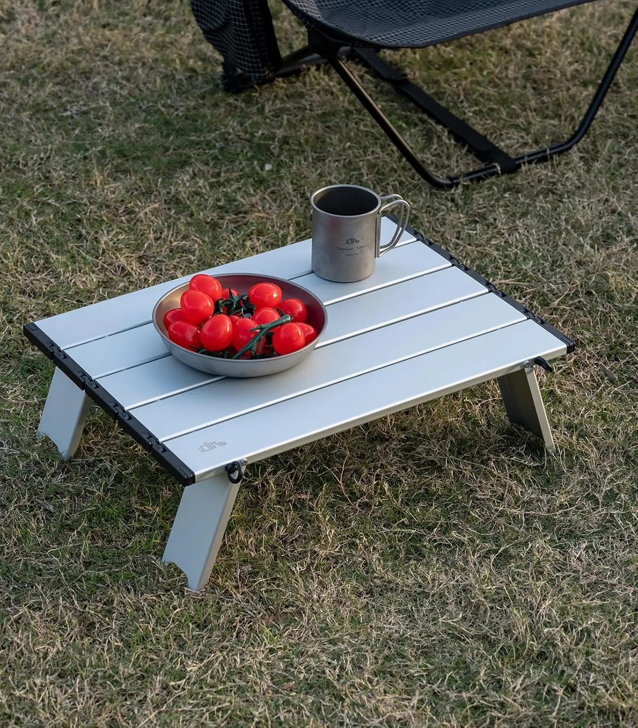 iClimb Ultralight Compact Mini Beach Picnic Folding Alu. Table with Carry Bag, Two Size (Silver - S)