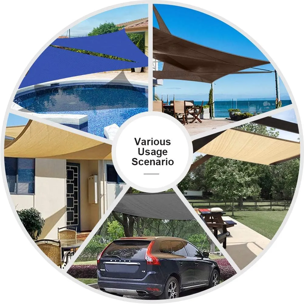 iCOVER Sun Shade Sail Canopy 12'x12'x12', 185GSM Fabric Permeable Pergolas Top Cover, for Outdoor Patio Lawn Garden Backyard Awning, Sand
