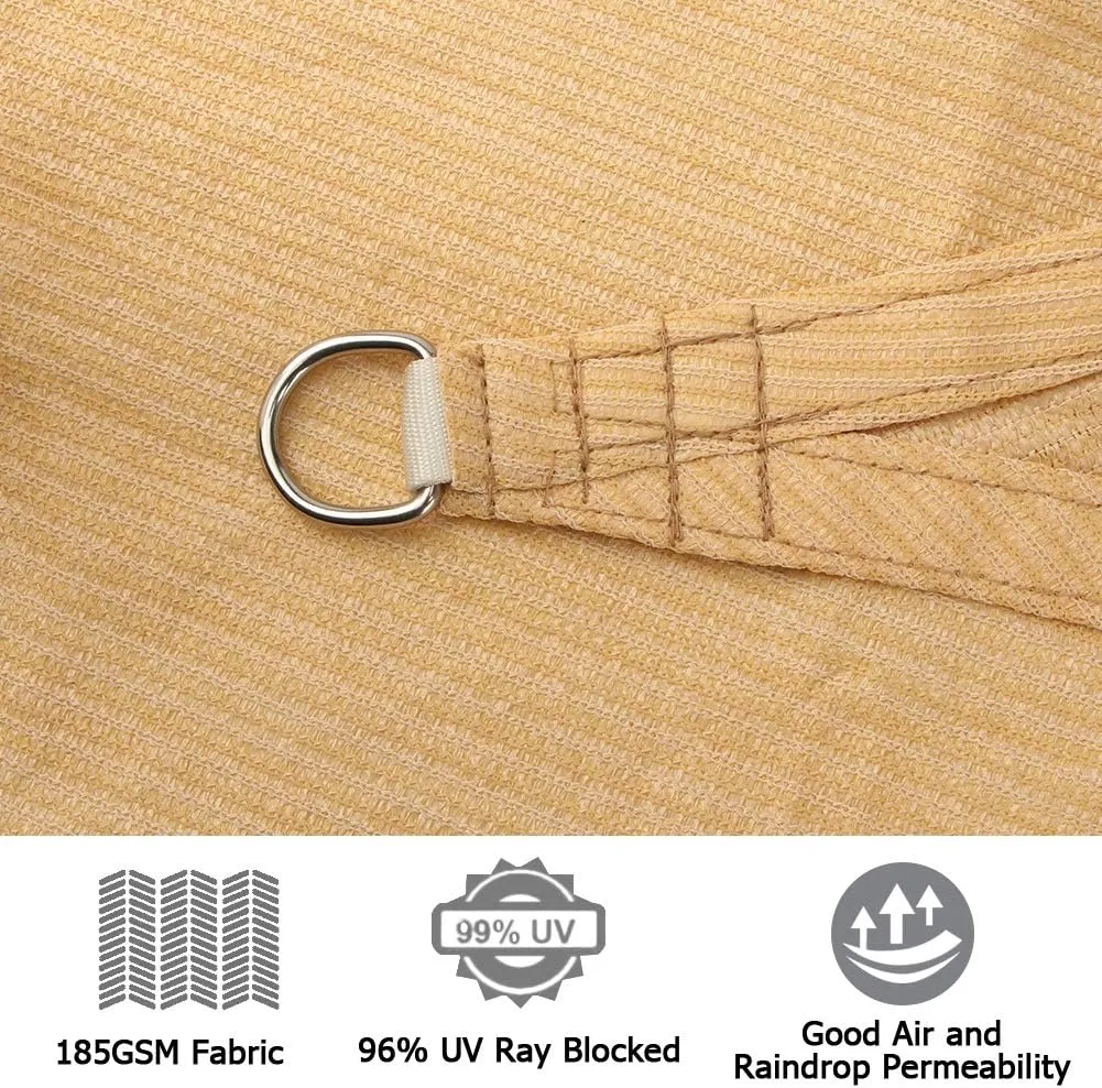 iCOVER Sun Shade Sail Canopy 12'x12'x12', 185GSM Fabric Permeable Pergolas Top Cover, for Outdoor Patio Lawn Garden Backyard Awning, Sand