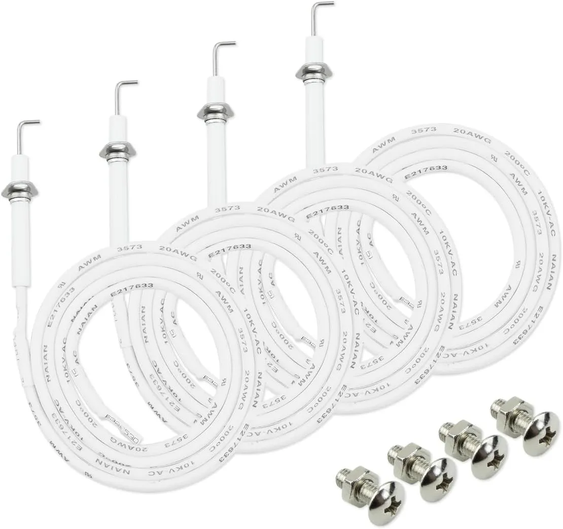 Igniter Ignitor Wire Kit Ceramic Electrode, Fit for Vermont Castings/Backyard Grill/Dyna-Glo/Perfect Flame/Jenn Air/Grill Chef, 4Pcs