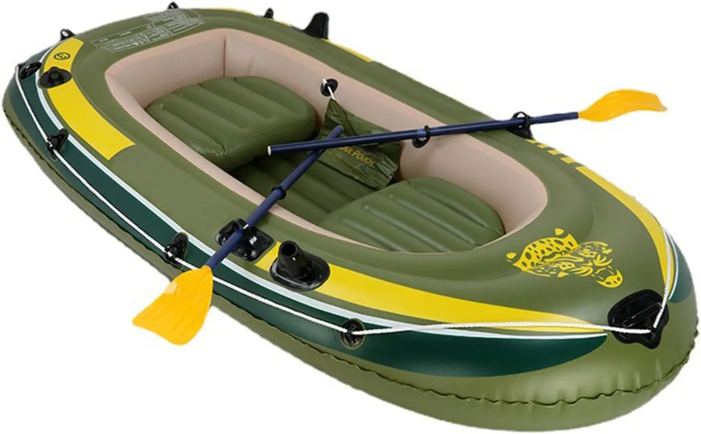 Inflatable Boat, Inflatable Kayak - 2 Persons Tandem Inflatable Fishing Kayak, Thicken PVC Portable Inflatable Boat with Air Pump Paddle.,Green