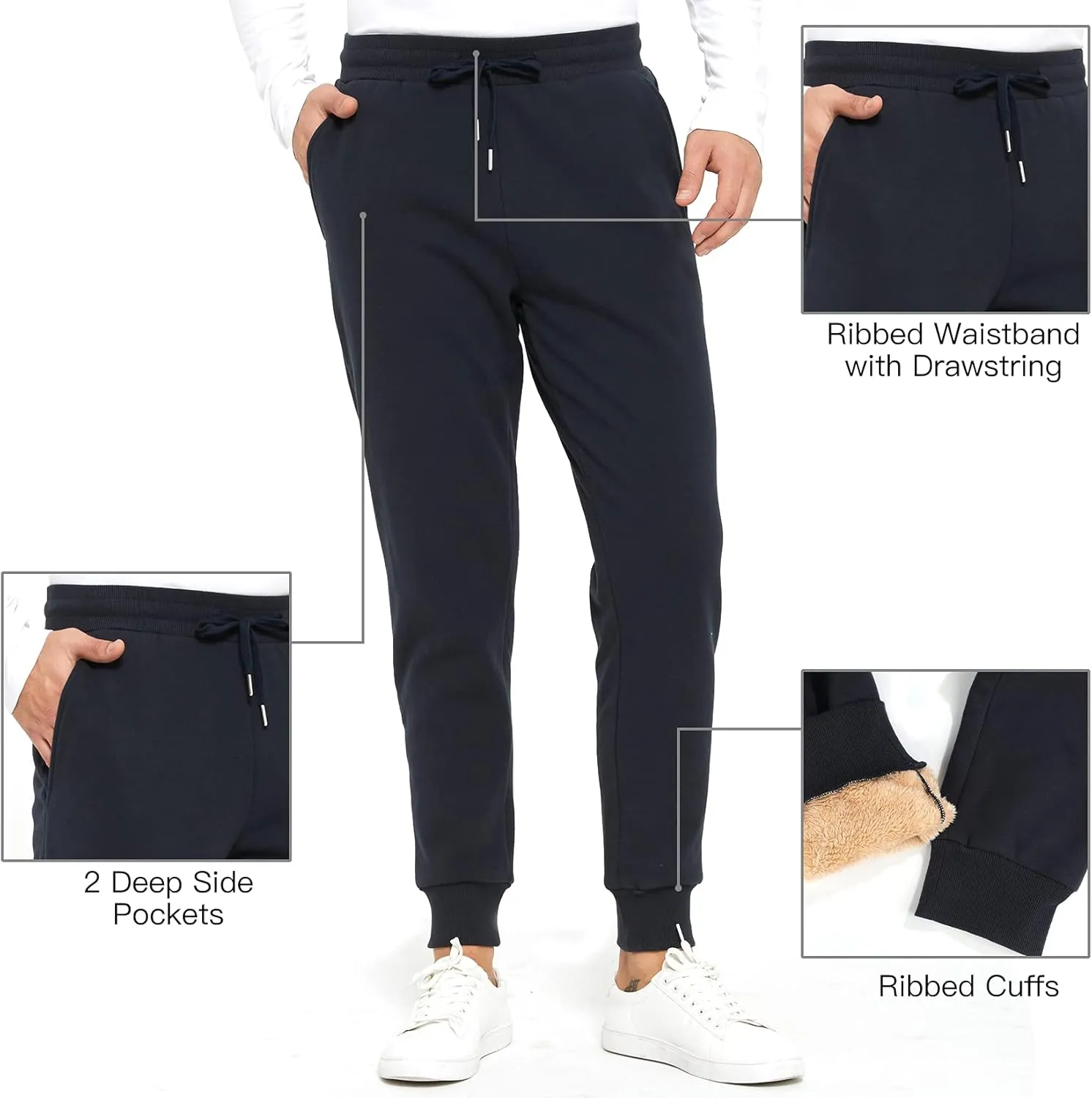 Inno Men's 30" 32" 34" 36" 38" Sherpa Fleece Lined Jogger Pants Warm Sweatpants Thermal Winter Athletic Lounge Short Tall