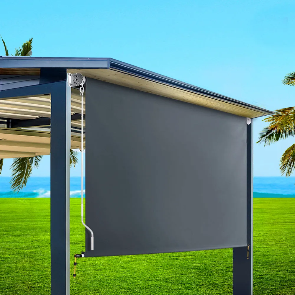 Instahut 3X2.5M Outdoor Blinds Awning Roll Down Canopy Retractable Outdoor Blinds Window Shade Grey