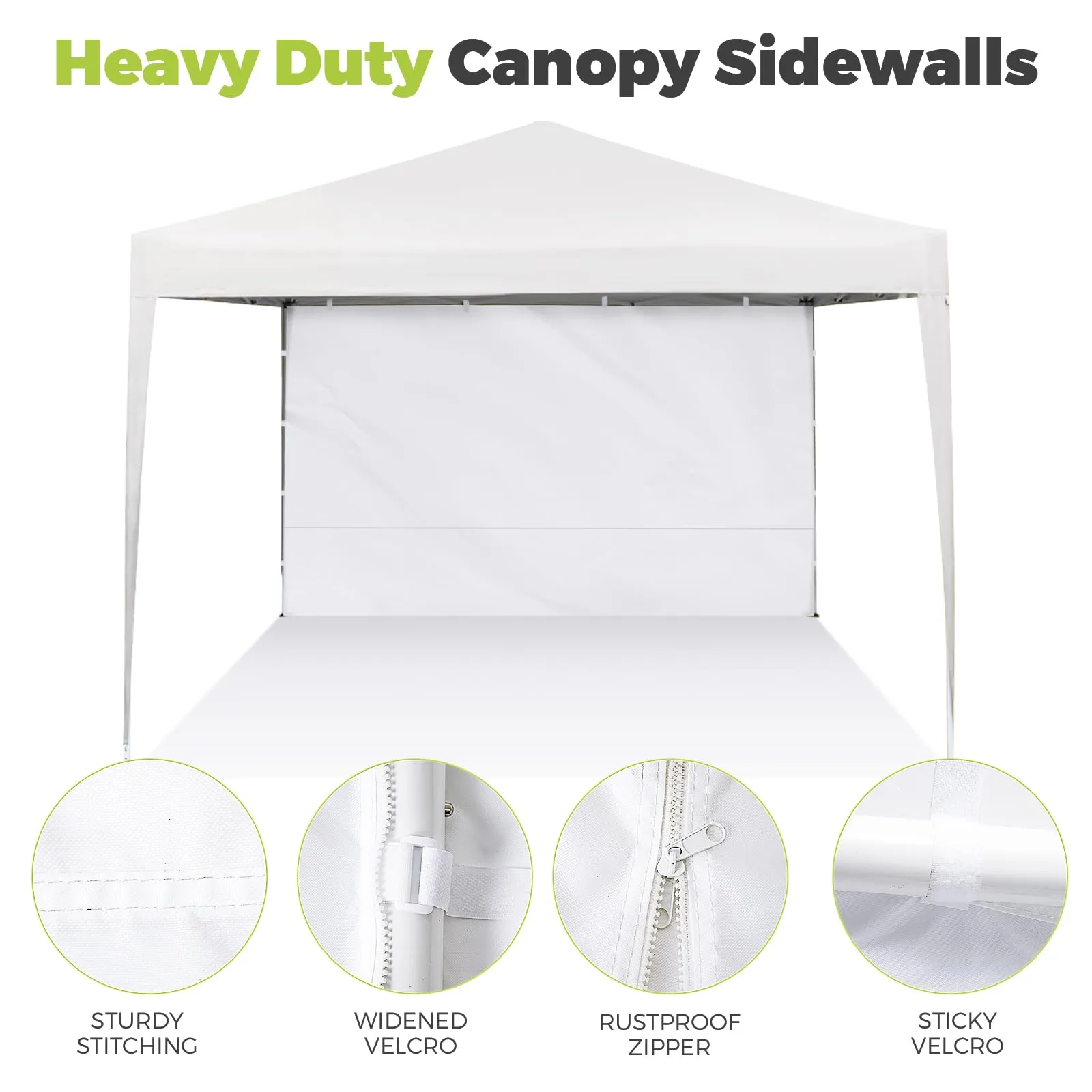 Instant Canopy Sidewalls for 10x10 Pop Up Canopy Tent, 300D Waterproof Material for Outdoor Events, Vendor Booths, and Privacy (Sidewalls Only, Canopy Not Included) (3 PCS)
